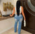 Diamond Drape Distressed Denim Set