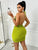 Midnight Flame Ruched Cutout Mini Dress