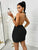 Midnight Flame Ruched Cutout Mini Dress