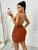 Midnight Flame Ruched Cutout Mini Dress