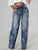 Crossed Out Distressed Patchwork Denim