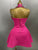 Glam Button Halter Mini Dress