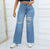 Classic Distressed Wide-Leg Jeans