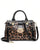 Fierce Leopard-Print Crocodile Texture Handbag with Gold Turn-Lock & Glossy Finish