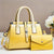 2-Piece Crocodile-Embossed Pink Handbag & Wallet Set with Geometric Buckle