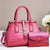 2-Piece Crocodile-Embossed Pink Handbag & Wallet Set with Geometric Buckle