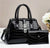 2-Piece Crocodile-Embossed Pink Handbag & Wallet Set with Geometric Buckle
