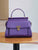 Luxury Purple Ostrich-Textured Top Handle Handbag with Vintage Gold Clasp