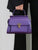 Luxury Purple Ostrich-Textured Top Handle Handbag with Vintage Gold Clasp