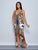 Tribal Muse Bodycon Maxi Dress – Deep V-Neck with Front Slit