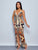 Tribal Muse Bodycon Maxi Dress – Deep V-Neck with Front Slit