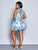 Vibrant Abstract Bubble Hem Dress – Sleeveless Shirt Collar Mini