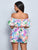 Floral Bliss Off-Shoulder Two-Piece Set – Ruffle Crop Top & High-Waist Shorts