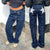 Vintage Jeans Aesthetic Star Pattern Print Loose Straight Leg Denim