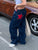 Vintage Jeans Aesthetic Star Pattern Print Loose Straight Leg Denim