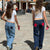 Vintage Jeans Aesthetic Star Pattern Print Loose Straight Leg Denim
