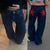Vintage Jeans Aesthetic Star Pattern Print Loose Straight Leg Denim